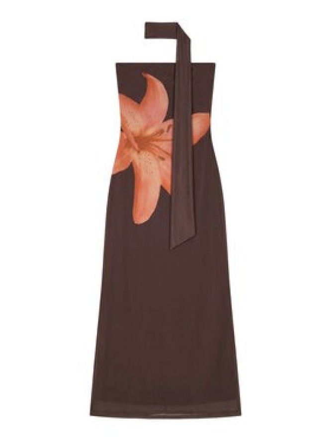 Vero Moda Sukienka letnia Rosetta 10356030 Brązowy ciemny Regular Fit