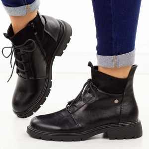 Czarne botki damskie M.Daszyński 2501-2