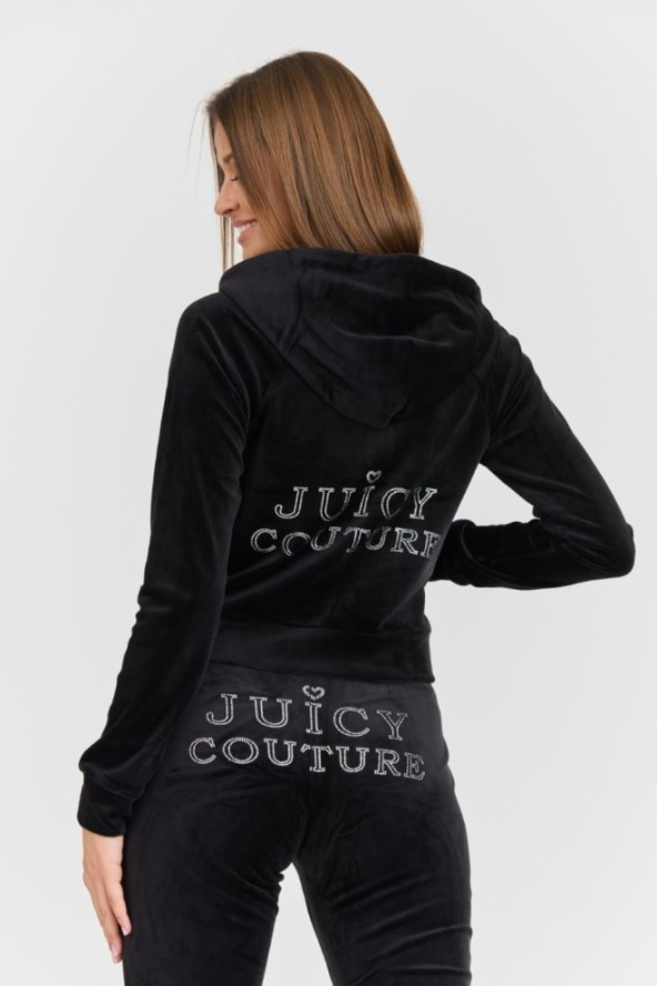 JUICY COUTURE Damska czarna bluza Regal Madison Hoodie, Rozmiar M