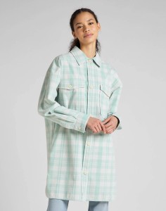LEE ELONGATED OVERSHIRT DAMSKA KOSZULA DUSTY JADE L50WAA41 112321257