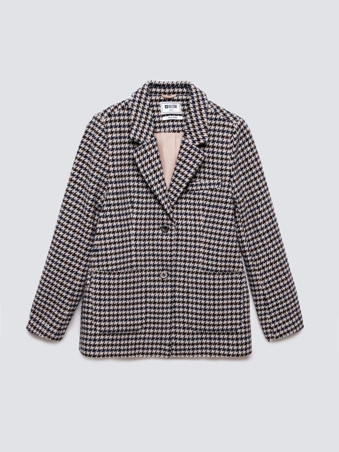 Marynarka damska slim w pepitkę z dodatkiem wełny Neida 000