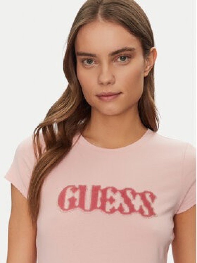 Guess T-Shirt W5GI42 J1314 Różowy Slim Fit