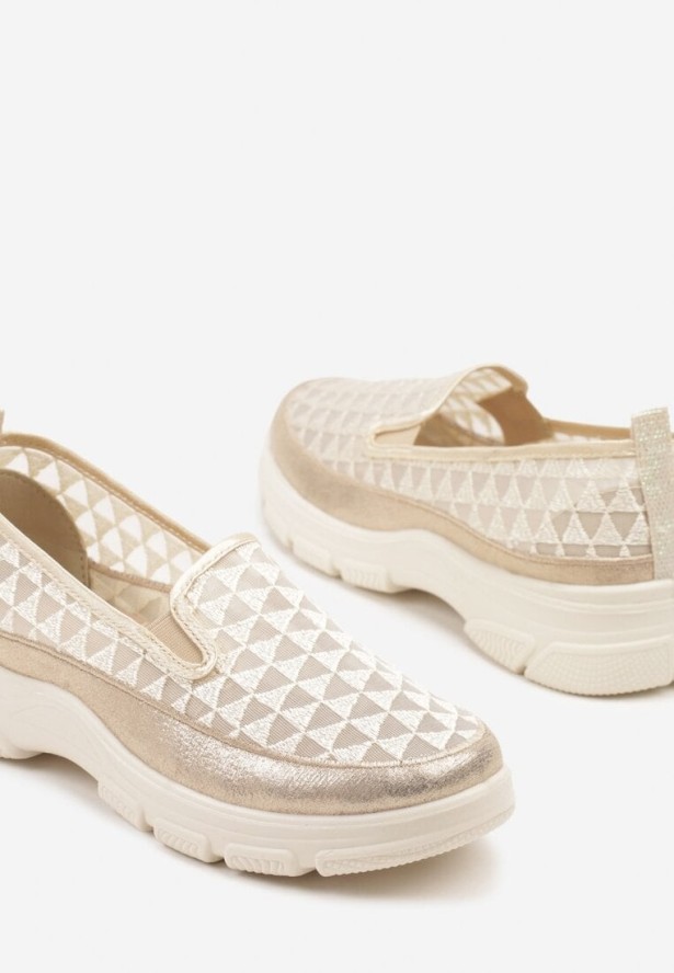 Beżowe Siateczkowe Półbuty w Sportowym Stylu Odalisse