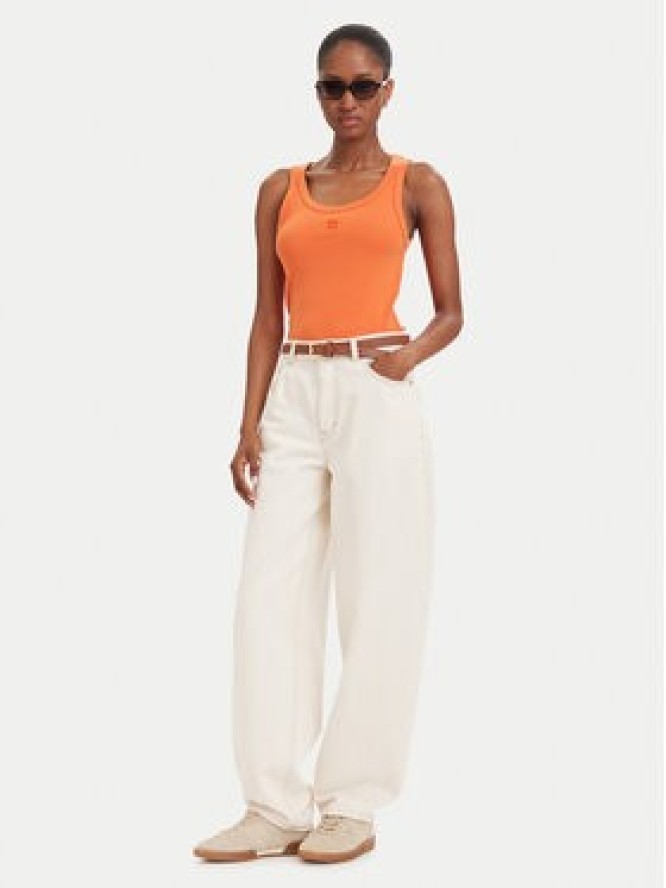 HUGO Top Datamia 50514489 Pomarańczowy Slim Fit