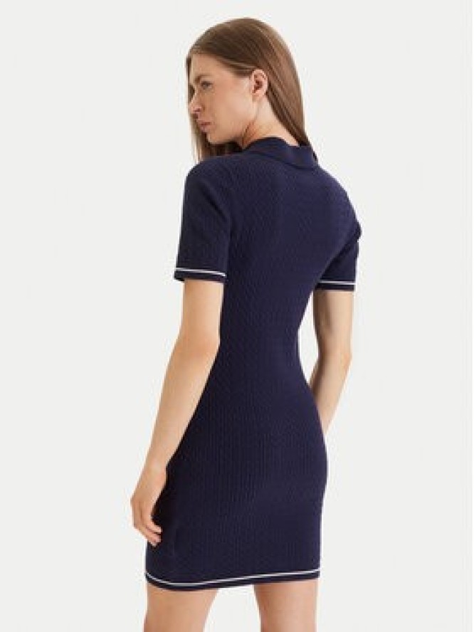 Calvin Klein Sukienka codzienna Microcable LV047F323G Granatowy Slim Fit