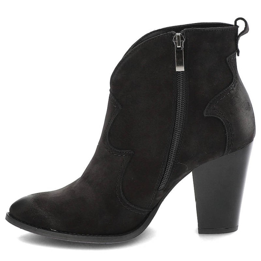 Czarne Kowbojki Clasicco Eleganckie Skórzane Botki Na Obcasie