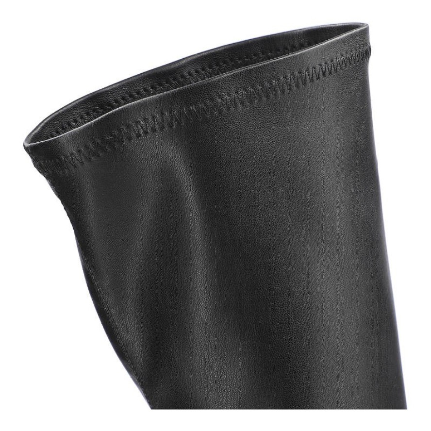 Kozaki damskie Chebello, skóra ekologiczna z filcową wkładką z wysoką dopasowaną cholewką masywną podeszwą z wyraźnym profilem oraz stabilnym obcasem