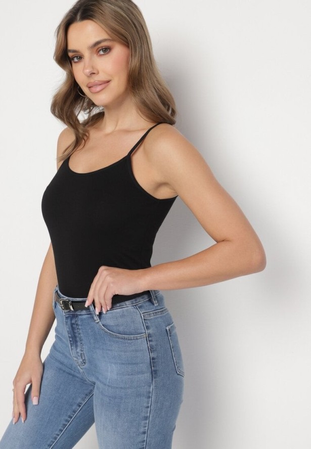 Czarny Klasyczny Top z Bawełny Alidi