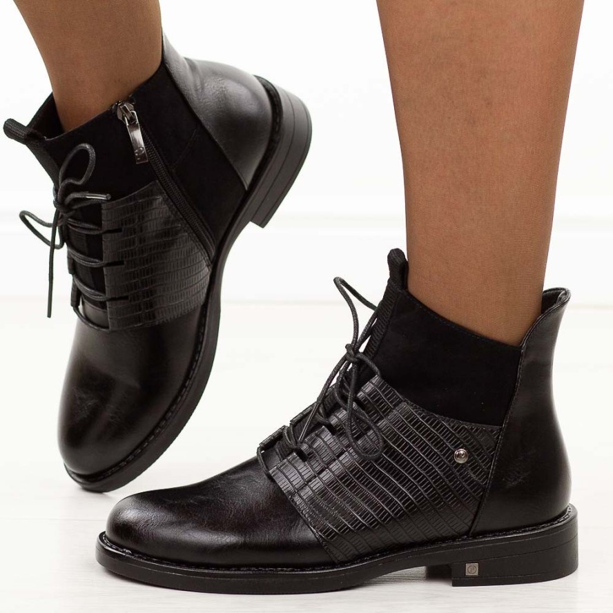 Czarne botki damskie Potocki 12688