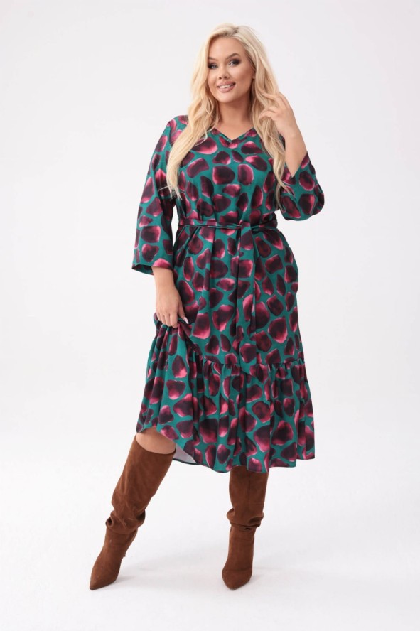 Oversize'owa sukienka Laura - stylowa propozycja z artystycznym wzorem PLUS SIZE XXL OVERSIZE