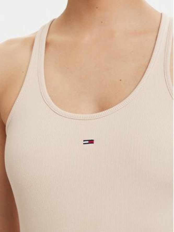 Tommy Jeans Top Racerback DW0DW22264 Beżowy jasny Slim Fit