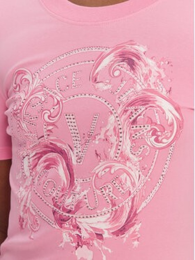 Versace Jeans Couture T-Shirt 80HAHE01 CJ02E Różowy Slim Fit