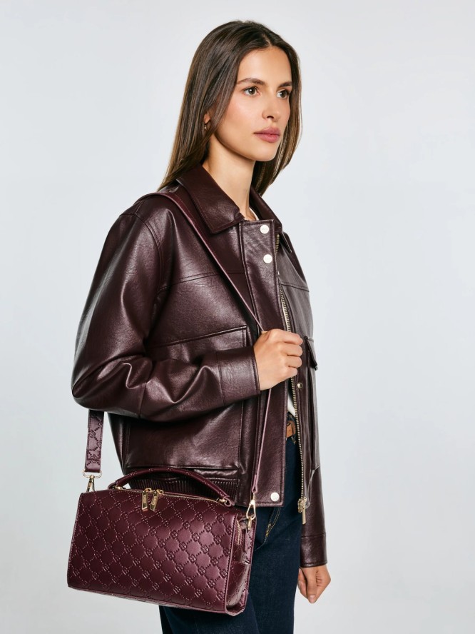 Torebka damska z ozdobnym tłoczeniem bordowa Lisetta 604