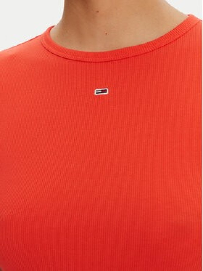 Tommy Jeans T-Shirt Essential DW0DW17383 Pomarańczowy Slim Fit