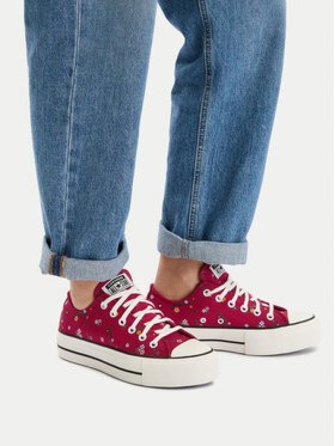 Converse Trampki Chuck Taylor All Star Lift Platform Embroidered Floral Patchwork A15535C Bordowy