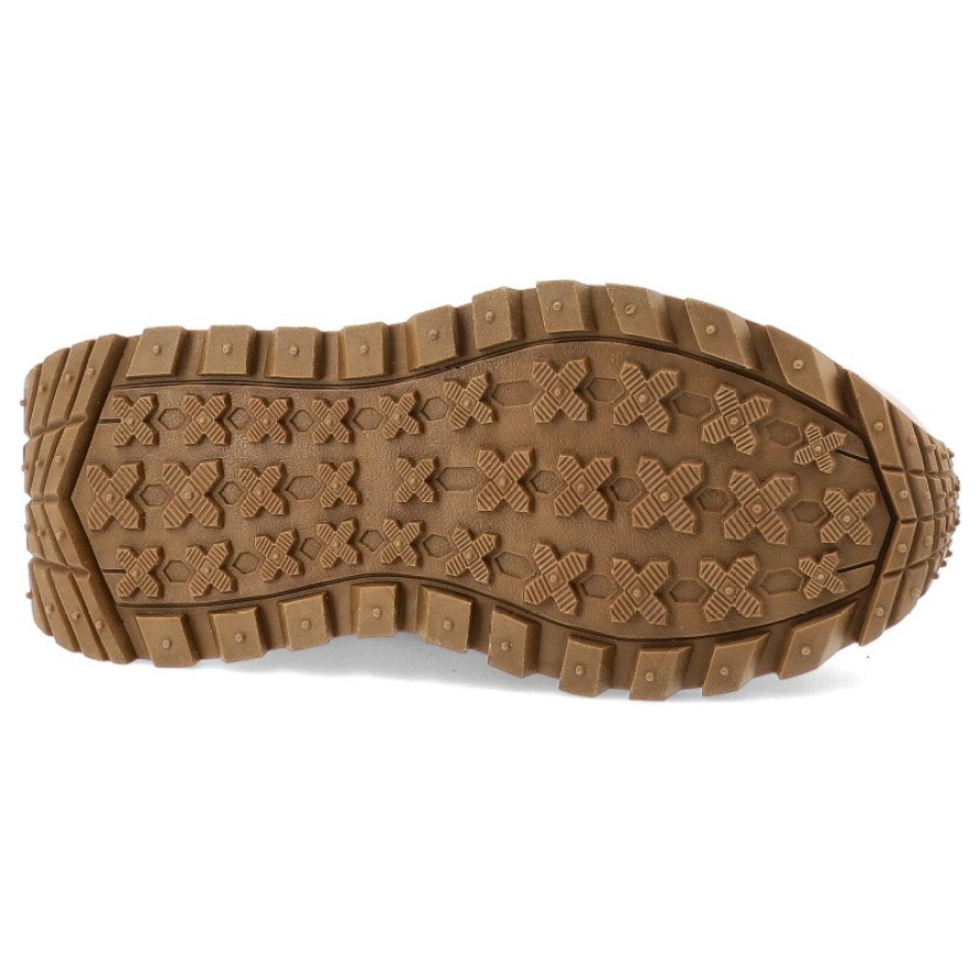 Sneakersy damskie Filippo, skórzane na grubej platformie z okrągłym noskiem i sznurowane, beżowe, DP6785-25-BE