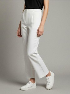 Eleganckie spodnie z zakładkami - kremowy