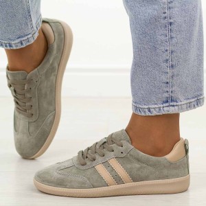 Khaki skórzane półbuty damskie Filippo Dp7508/26