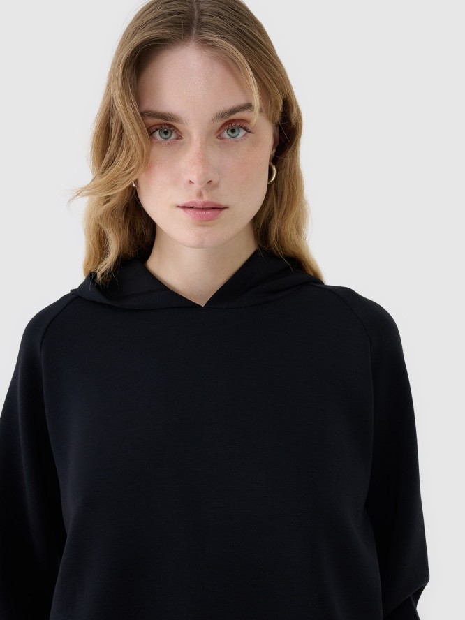 4F Bluza dresowa nierozpinana z modalem damska - czarna XL