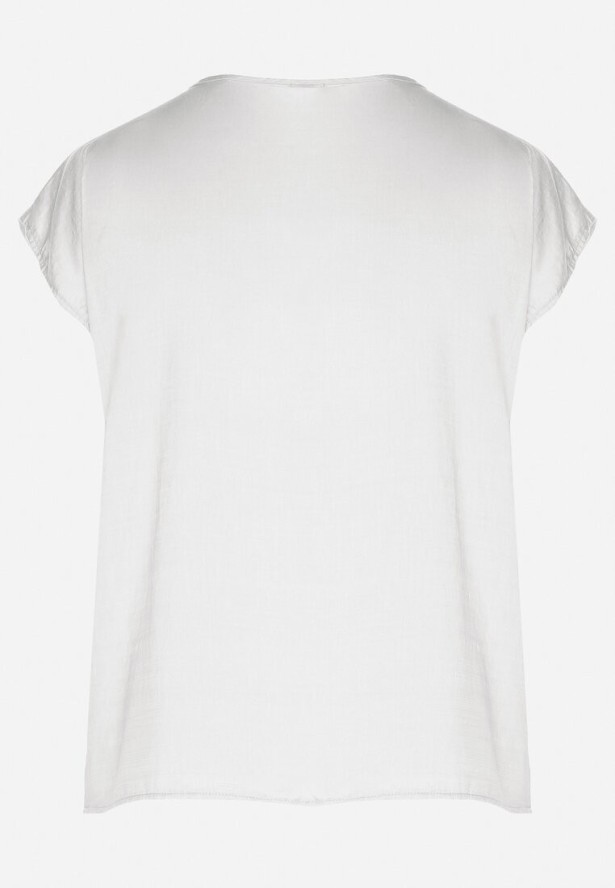 Biała Bluzka z Krótkim Luźnym Rękawem Mepola