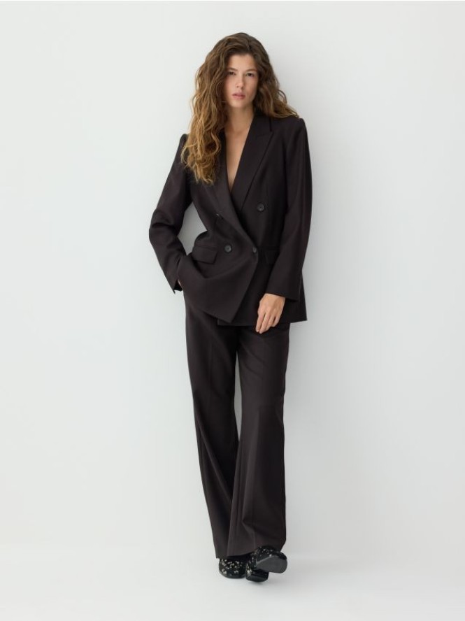 Spodnie z wełną - ciemnobrązowy