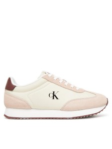 Calvin Klein Jeans Sneakersy Runner Laceup Mg Nylon Mix YW0YW01828 Écru