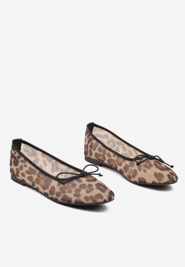 Panterkowe Balerinki z Cienką Kokardką na Nosku Lonevia