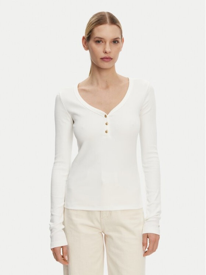 Tommy Hilfiger Bluzka Henley WW0WW43905 Biały Slim Fit