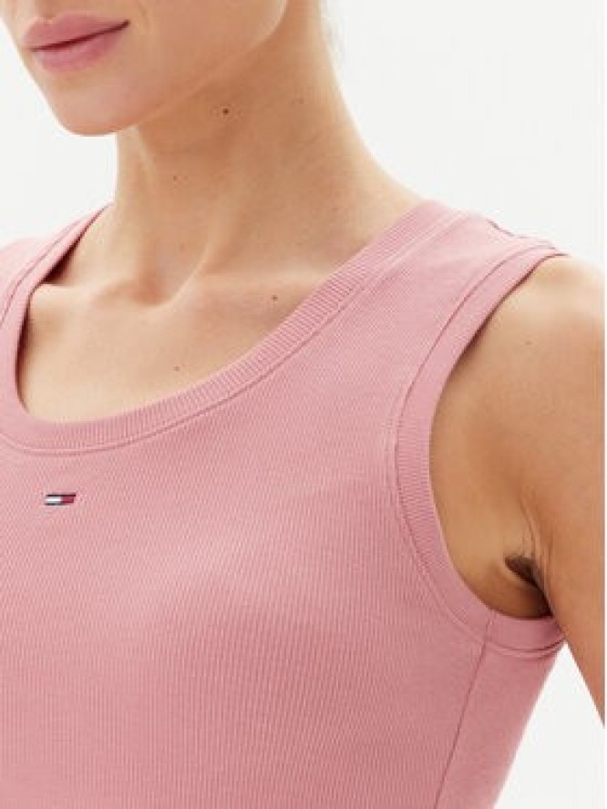 Tommy Jeans Top Essential DW0DW20673 Różowy Slim Fit