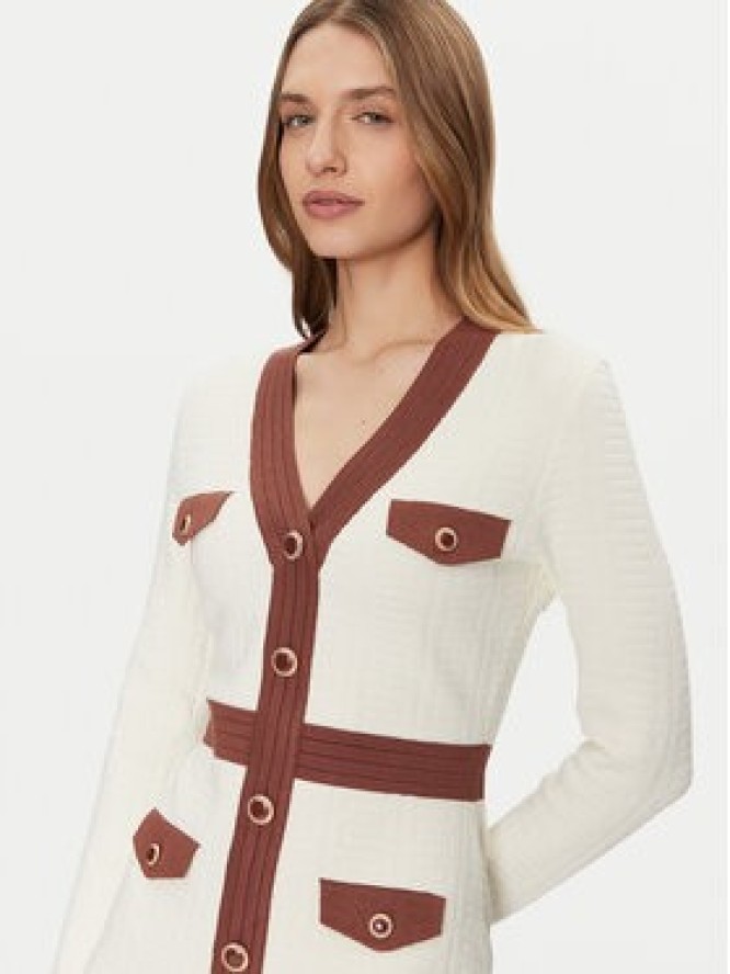 Fracomina Sukienka dzianinowa FS24WD5002K524F8 Biały Slim Fit