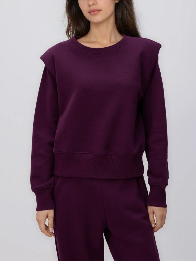 Bluza z poduszkami na ramionach - ciemnofioletowy