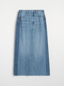 Jeansowa spódnica maxi z rozcięciem z tyłu - niebieski