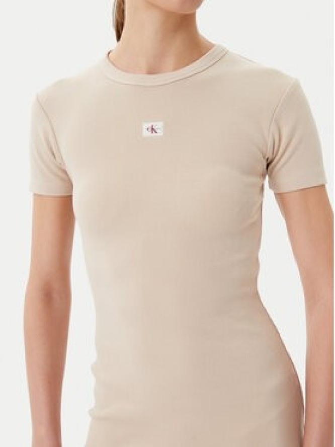 Calvin Klein Jeans Sukienka codzienna J20J225265 Beżowy Slim Fit