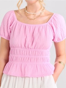 Bluzka z marszczeniami - różowy
