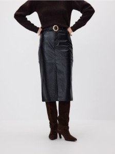 Spódnica z ozdobnym paskiem - czarny