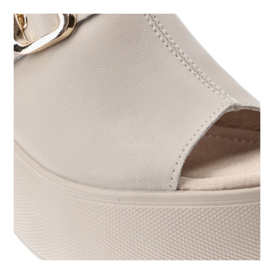 Beżowe Klapki S.Barski Eleganckie Obuwie Damskie