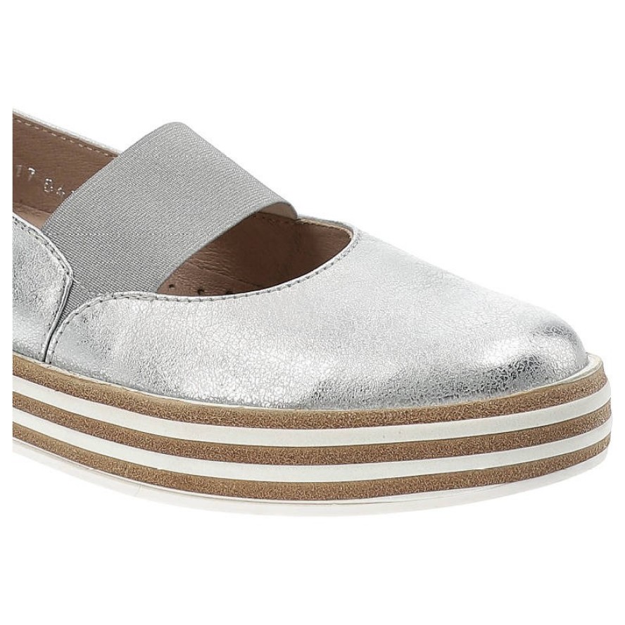 Srebrne Półbuty Simen Skórzane Buty Damskie