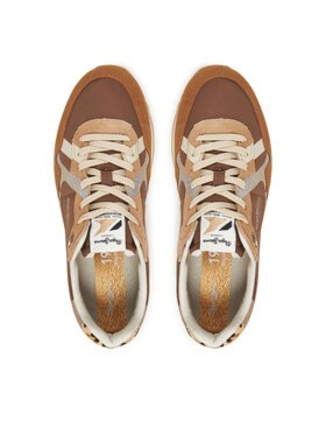 Pepe Jeans Sneakersy Brit Glitter W PLS400005 Brązowy