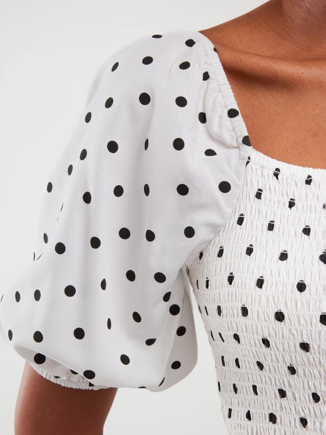 Sukienka damska midi z wiskozy w kropki biała Sotini 100