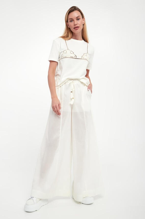 T-shirt damski z haftem TWINSET