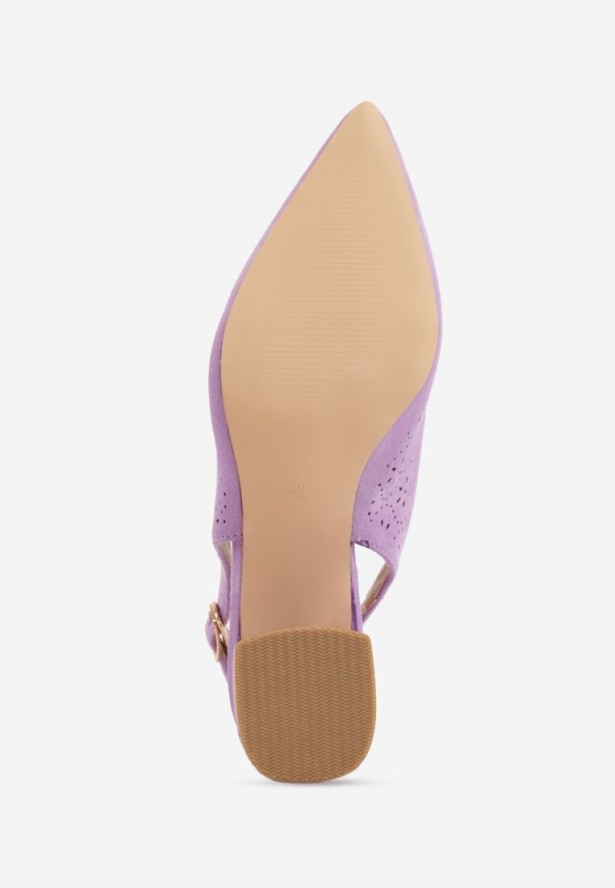 Fioletowe Sandały Vices na Słupku Slingback ze Skórzaną Wkładką i Ażurowym Wzorem Iffinira
