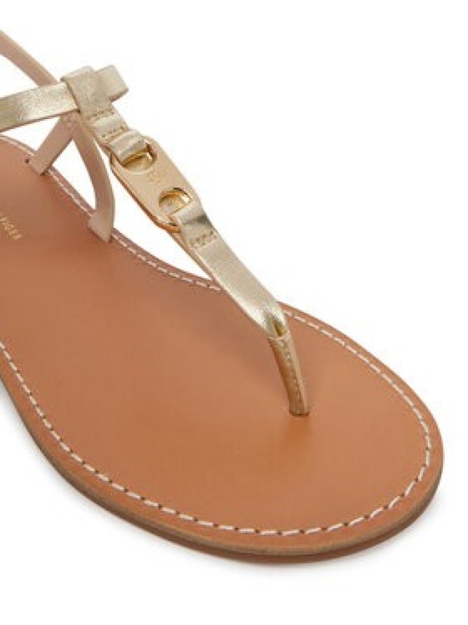 Tommy Hilfiger Sandały Leather Thong Sandal Gold FW0FW09331 Złoty