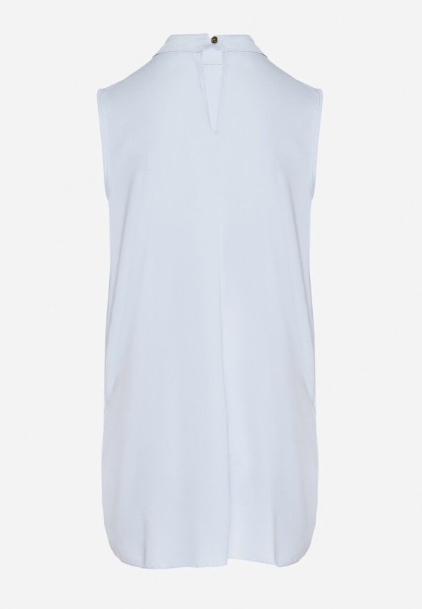 Jasnoniebieska Asymetryczna Bluzka z Dłuższymi Bokami Fadeleira