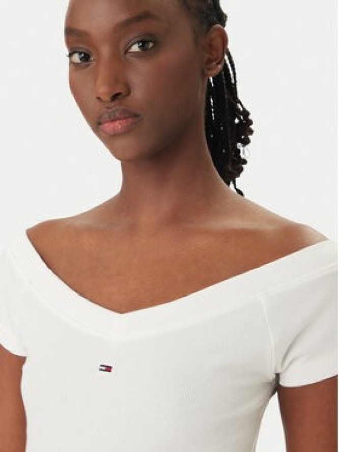 Tommy Jeans Bluzka DW0DW22265 Biały Slim Fit