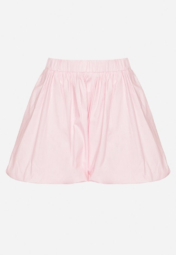 Różowe Bawełniane Szorty o Bufiastym Kroju z Gumką w Pasie Lortewia