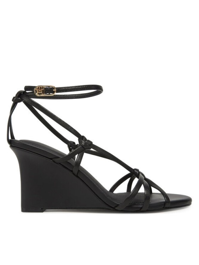 Tommy Hilfiger Sandały Leather Knots Wedge Sandal FW0FW08417 Czarny
