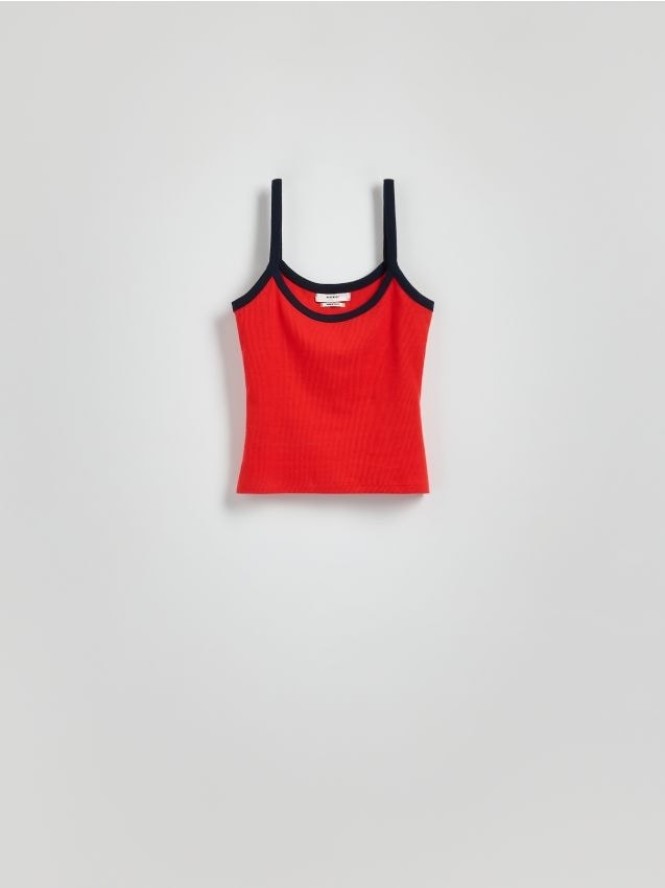 Top z kontrastową lamówką - czerwony