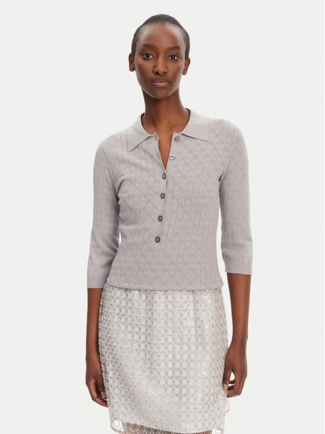 ROTATE Sweter 113785039 Szary Slim Fit