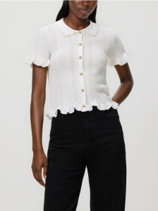 Bluzka z kołnierzykiem - złamana biel