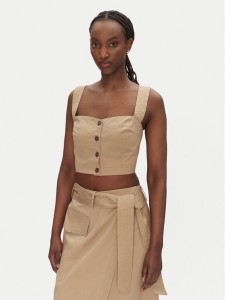 ACCESS FASHION Top 53-2216-502 Beżowy Slim Fit